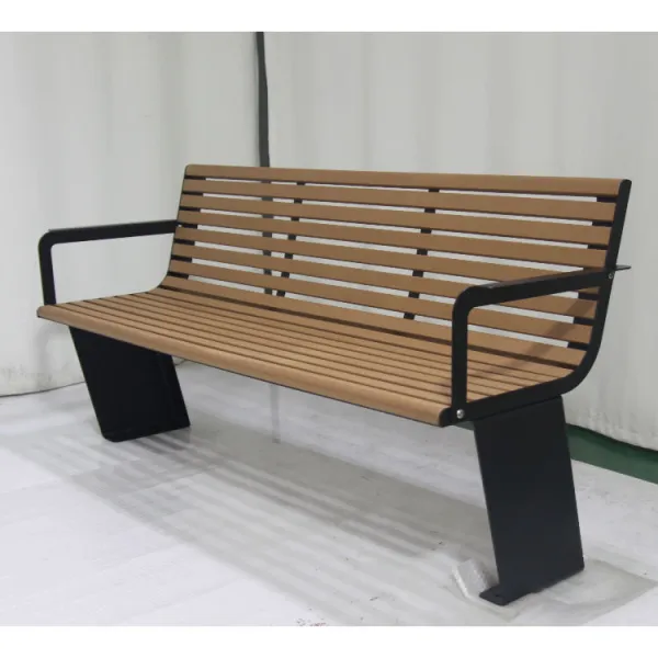 Arlau Modern Street Furniture Recycle Plastic composit Patio Bench Wood Slat Back Benches