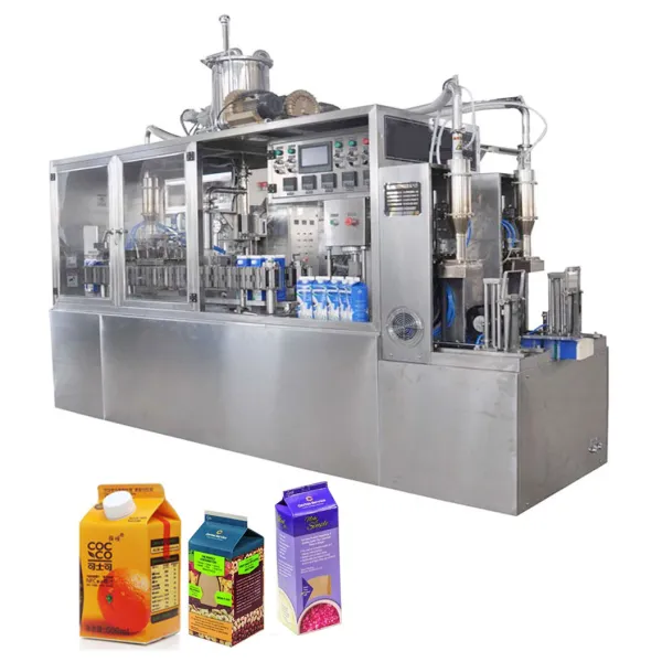 Semi-Automatic Gable Top Carton box Juice Milk Filling Packing packaging Machine Box Automatic Filling Production Line