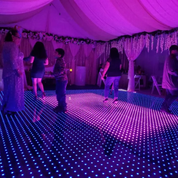 Glowing DJ Lighting Removable LED Screen Dance Floor with Aluminum Edge Trim (Gold) - 500x500mm.
