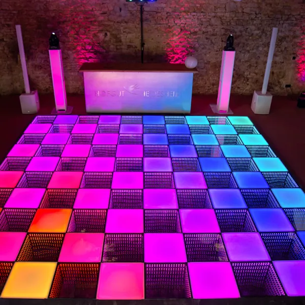 Illuminated 3D Glass Infinity Electric LED DJ Strip Light Stage Dance Floor - Minimum 2 Panels, Size 500x500mm