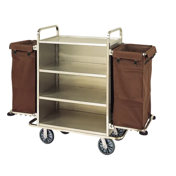Hotel Multifunctional Stainless Steel Housekeeping Cleaning Cart With Canvas Bag