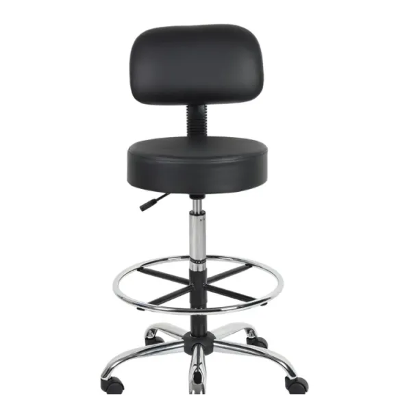 Black or Chrome Faux Leather Office Stool with Swivel Seat Office Chair