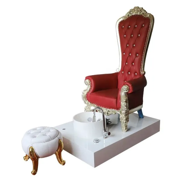 Great High Back Royal Pedicure Chair Long Back Queen Pedicure Spa Chair Manicure Pedicure Spa Massage Chair  With Cute Stool