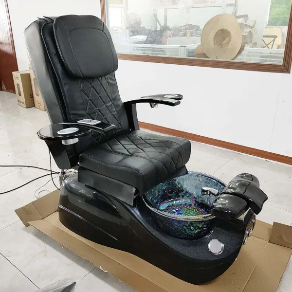 European beauty salon equipment black foot spa manicure chair electric massage luxury pedicure chair