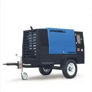 4 Wheel Mobile Diesel Powered Engine Driven Portable Screw Diesel Jack Hammer Air Compressor Machine For Towing Price