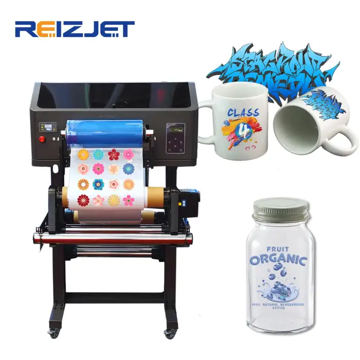Reizjet Dual XP600 Roll to Roll Sticker  Label Printing Machine Printer  A3 UV DTF Printer With Laminator