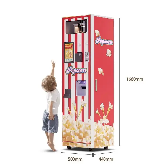 Self-service Popcorn Vending Machine Automatic /Smart Popcorn maker Machine with coin bill acceptor