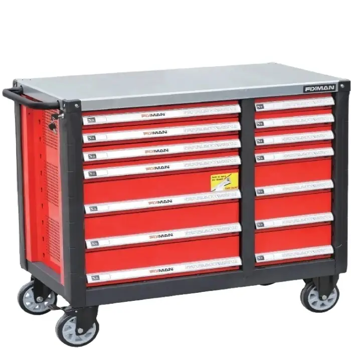 FIXMAN High Quality Rolling Steel Tool Cart Chest 14 Drawers Cabinet Mechanic Garage Tool Storage Cabinet Trolley Set With Tools