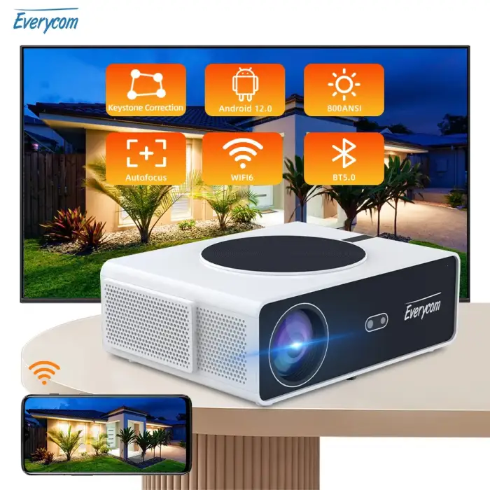 Everycom Q10W  Max 800ANSI lumens android12 3+64G wifi video smart led home theater projector 4k