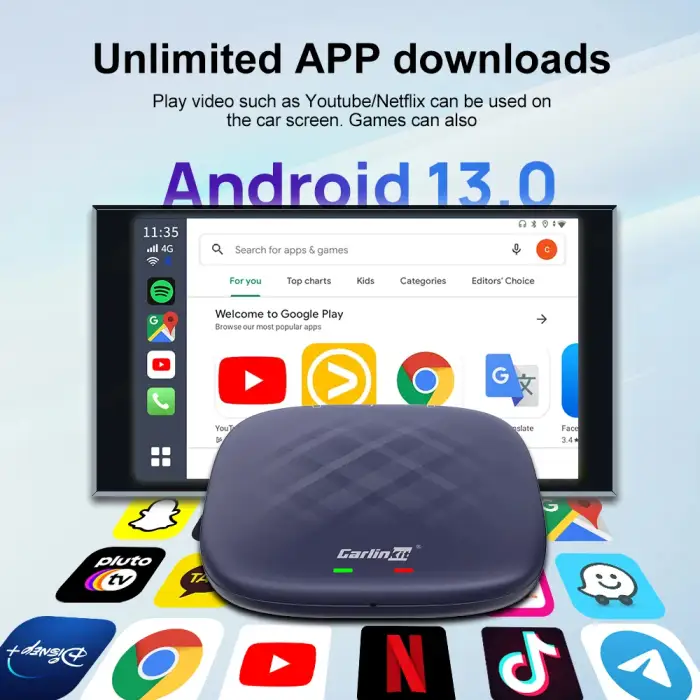 Carlinkit Wireless car play multimedia android 13 system 4G+64GB auto navigation portable carplay youtube