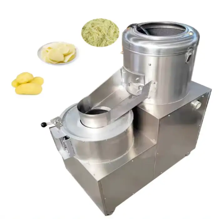 Small Stainless Steel Potato Washer And Peeler And Slicer Potato Peeling And Cutting Machine