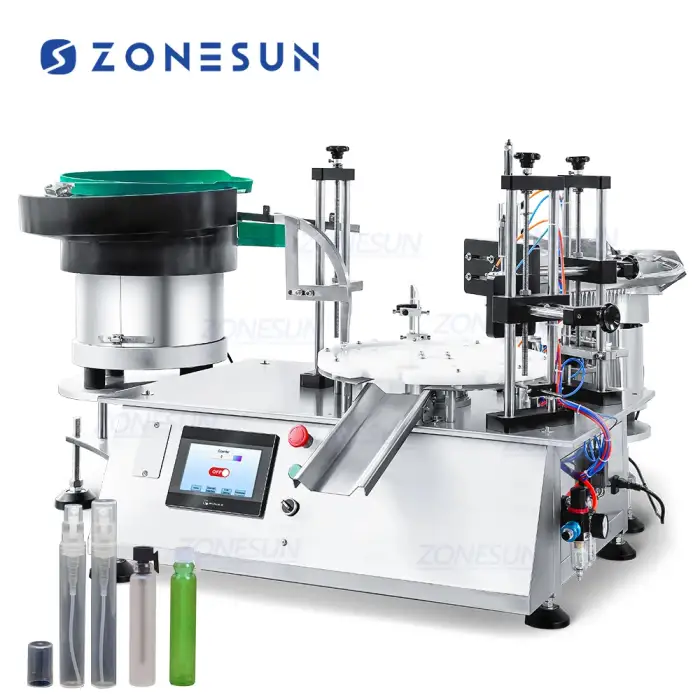 ZONESUN ZS-AFC7C Automatic Tabletop Peristaltic Pump Perfume Glass Tube Sample Vial Bottle Filling Cap Pressing Capping Machine