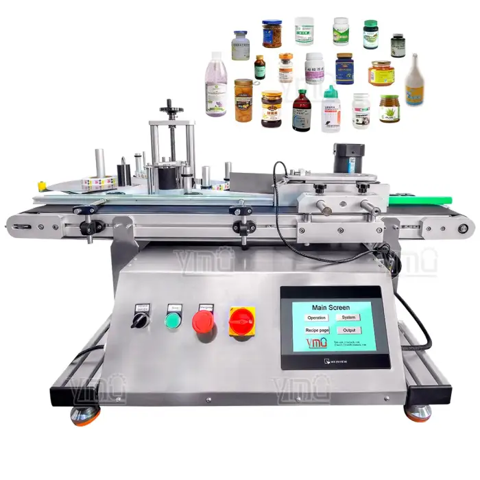 YIMU YM400 Professional Cosmetics Pvc Label Applicator Machine Round Jars Cans Bottles Automatic Mini Desktop Labelling Machine