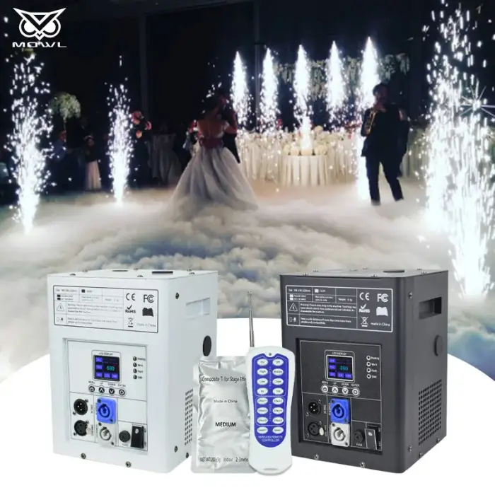 MOWL 600W 650 W 650W 700w Mini Wireless Fireworks Sparkler Jet Fountain Cold Spark Machine for Wedding