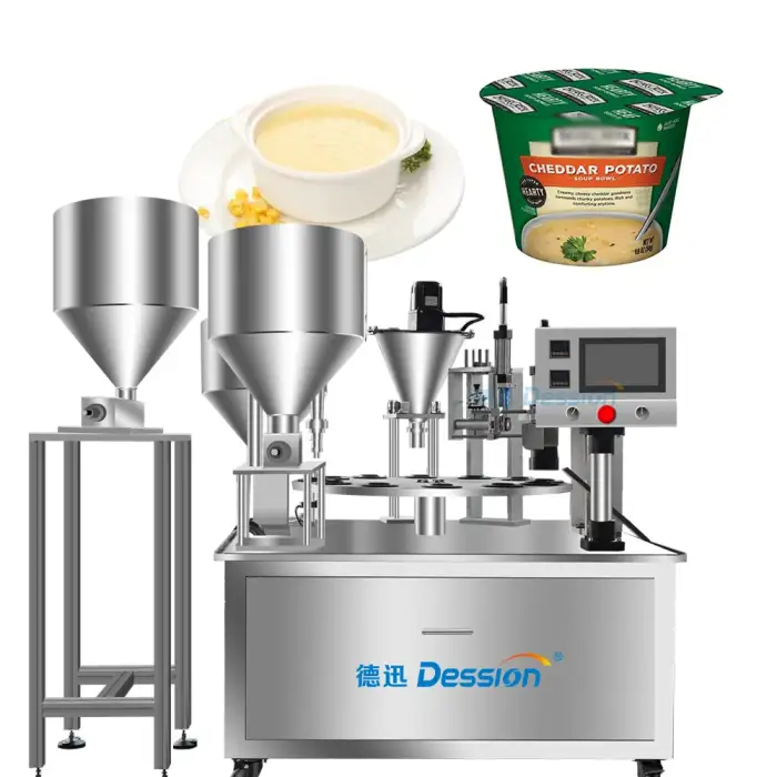 Food Industry Cream Soup Milk Cup Automatic Filling Machine Cream Sauce Liquid Cup Filling Packing Machine