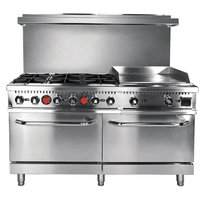 Commercial 6 Burner Gas Stove With Oven And Grill Griddle Industrial Gas Range Stove Cooker 4 Burner With Electric Oven