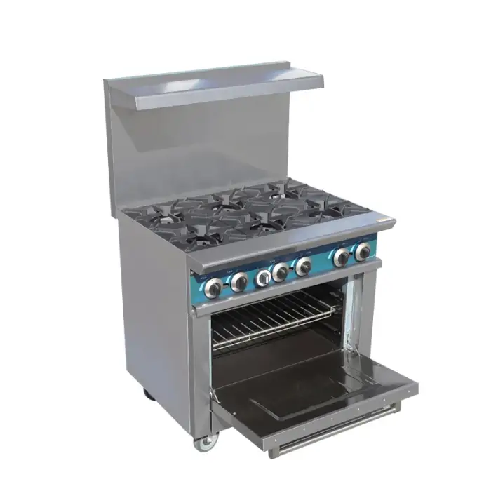 Industrial Gas Range Stove Cooker Standing 6 Burner Gas Stove With Oven