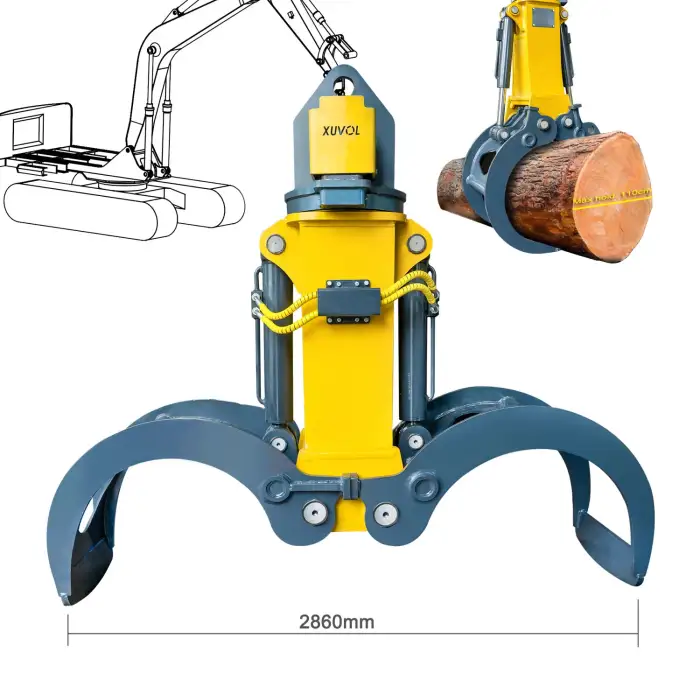 Excavator Rotating Grapple 360 Degree Rotating Log Grapple Tree Logging Equipment for Sea Port