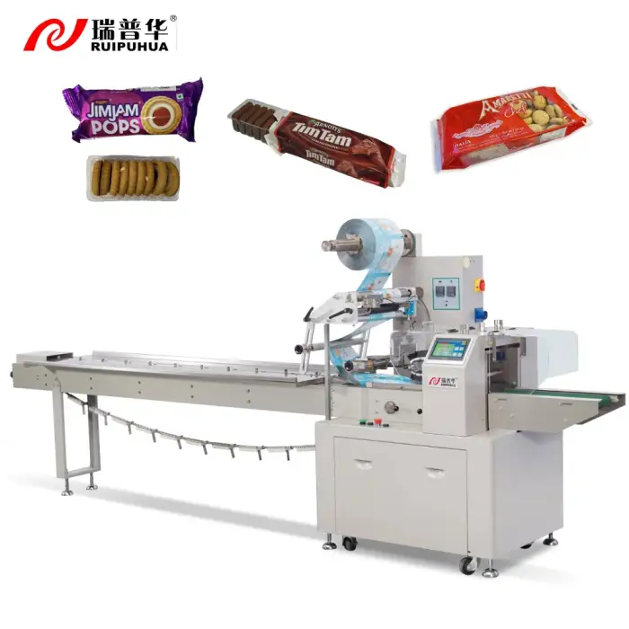 Automatic pillow flow packing candy lollipop protein energy bars chocolate bar horizontal packaging machine