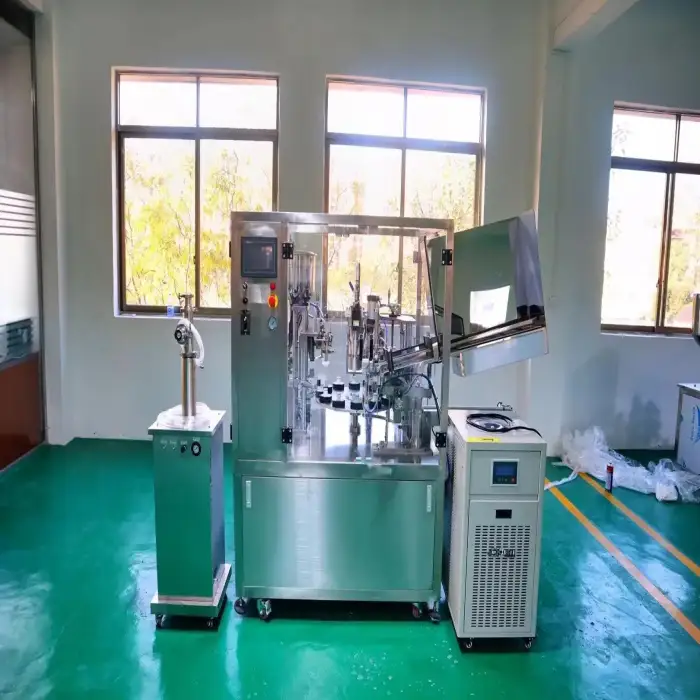 automatic laminate tube labeling lifting and filling sealing machine for toothpaste