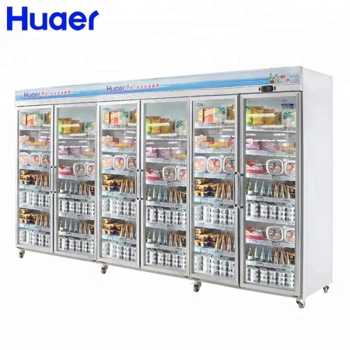 4000L display vertical freezer with 6 tempered glass door