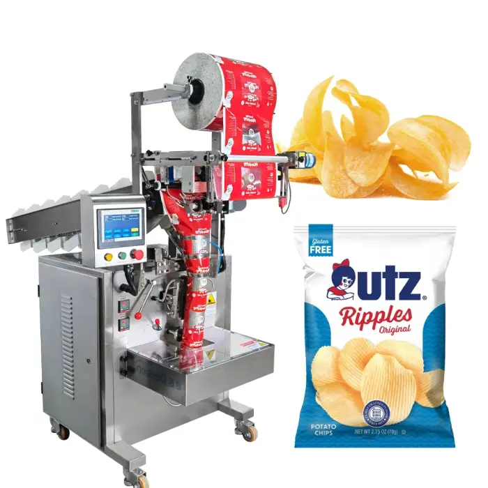 Semi-automatic Banana Potato Chips Sachet Filling And Packaging Machine Chain Bucket Puffed Food Packing Machinery