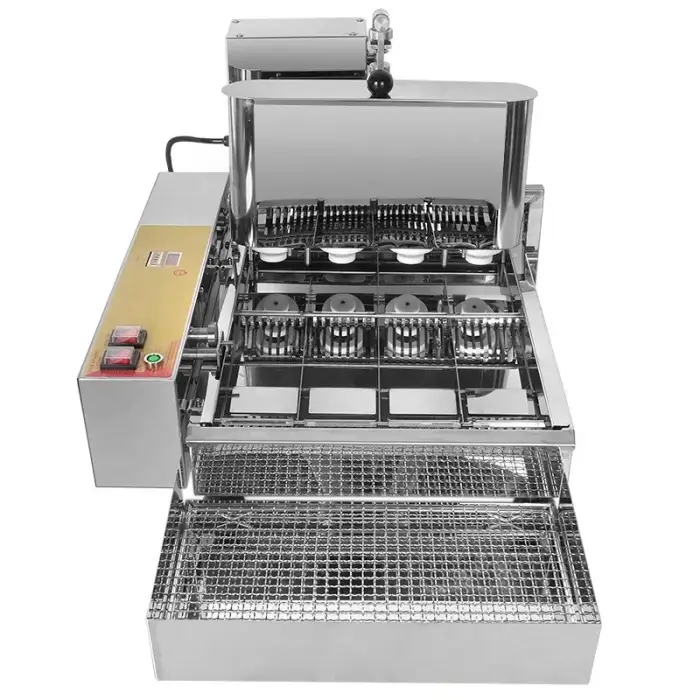 double row gas fully automatic mini baking long cream doughnut donut fryer ball making machine