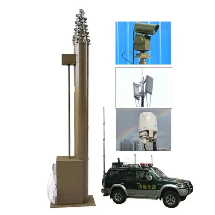 Telescopic mast and tower crane including the telescopic mast for automatic deployment and folding