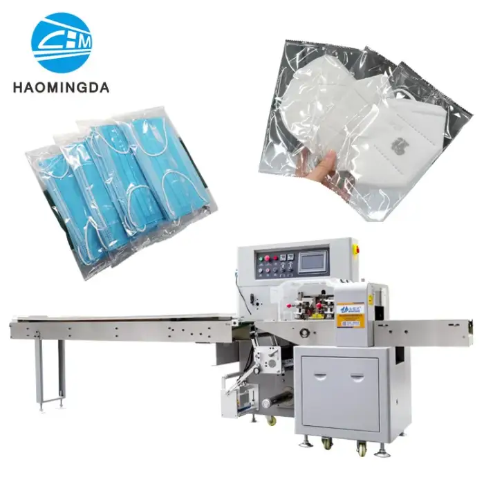 Automatic Disposable Surgical  N95 Face Medical Flow Wrapping Horizontal Packaging Machine