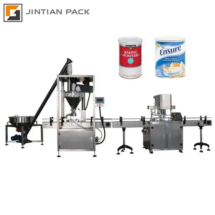 1-5000g automatic milk coffee flour powder filling can seaming machine