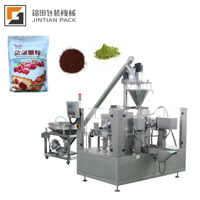 CE 6,8 working stations automatic flour spice chili powder pre-made pouch powder packaging machine