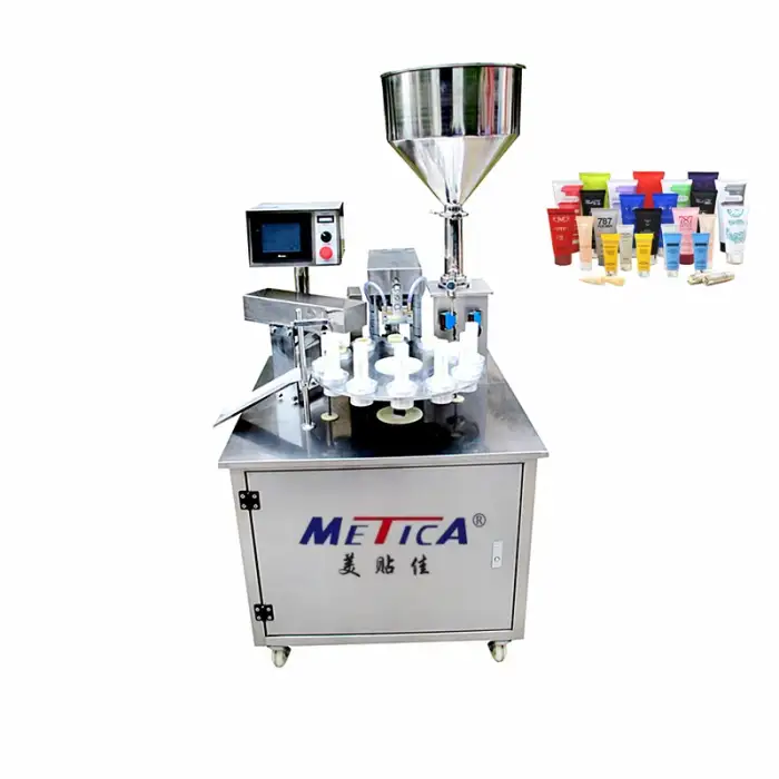 PLC control semi-auto ultrasonic cosmetic soft tube filling sealing cutting machine