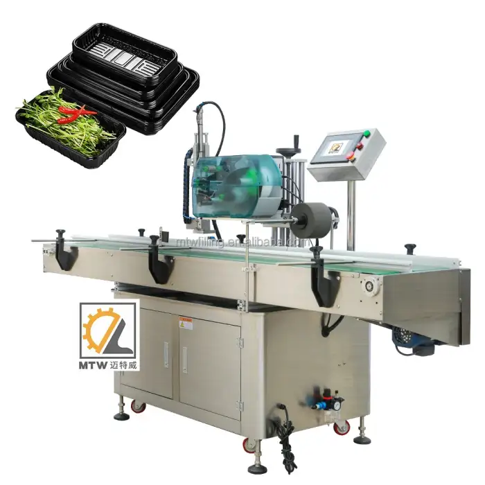 MTW automatic foil pouch sticker surface real-time instant QR code bar code printing labeling machine