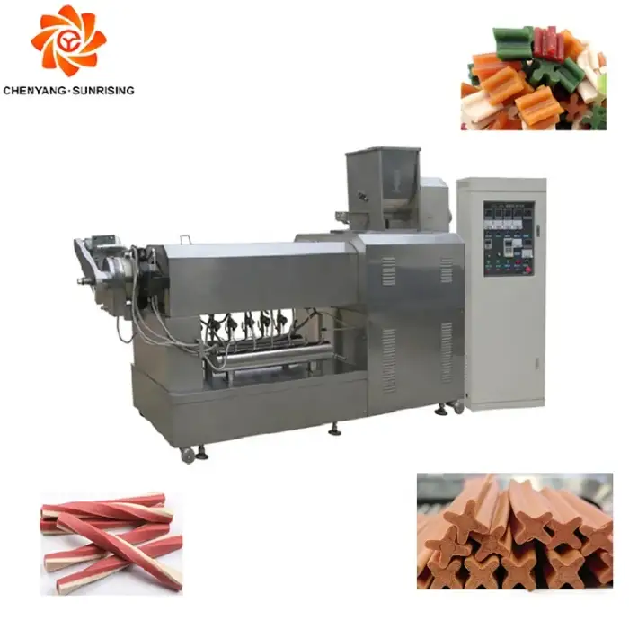 Fully Automatic Single Double Color Dog Treats Making Machine Pet Dog Chewing Machine