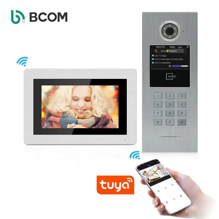 Support Tuya App Smart Video Interphone Sip Video Doorphone Intercom Kit for Building , Android,ios System Waterproof Silver