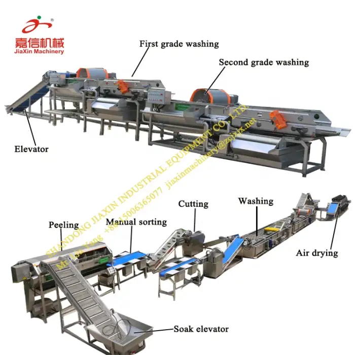 Industry  vegetable and fruit washing and cutting  processing machine