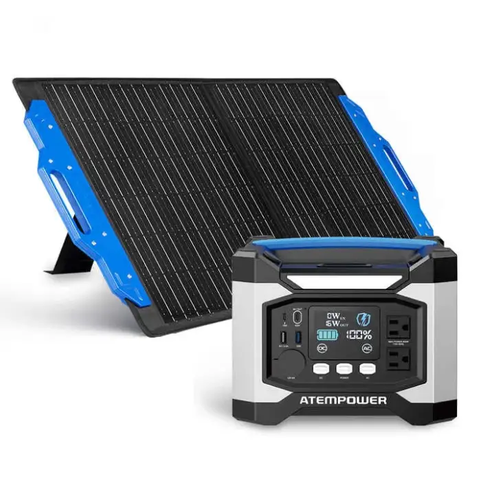 ATEM POWER 110V 220V 500W Outdoor Camping Solar Mobile Portable Power Station with Solar Panel