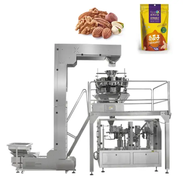 Top quality grain nuts packing machine fully automatic multihead weigher premade pouch zip lock bag packing machine