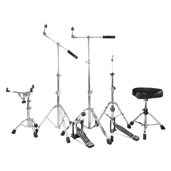 6 Piece Cymbal Stand Hardware Pack Set Percussion Drum Hardware Kit with Snare Hi-Hat Pedal Cymbal Boom Straight Cymbal Stand