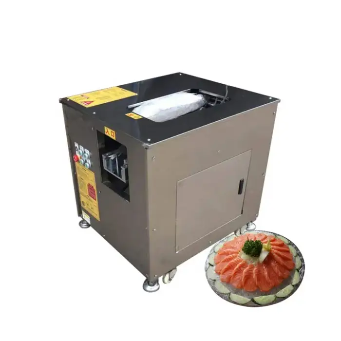 Automatic salmon fish meat fillet oblique cutting slicing processing making machine