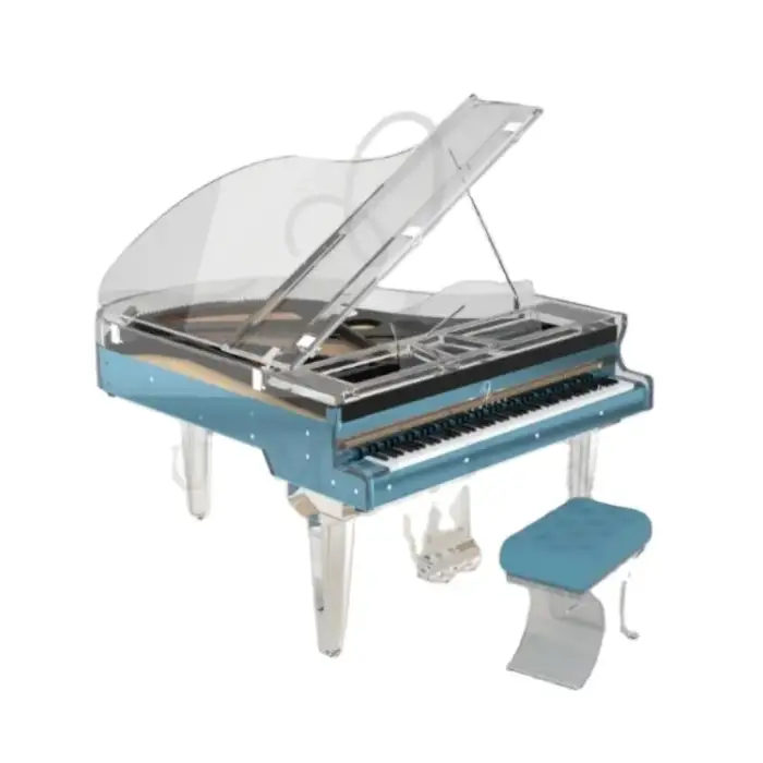 Transparent Crystal Acrylic Grand Piano with Bench Made from High Quality Acrylic Sheets