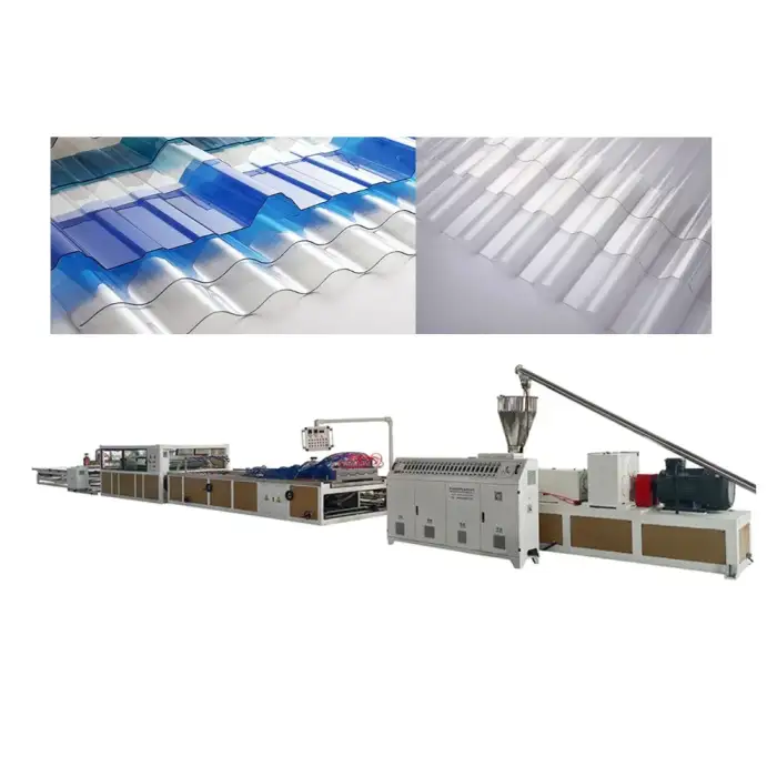 Plastic Extruder PC Polycarbonate Roofing Sheet PET Corrugated Tile Production Line Making Machine Extrusion Plant