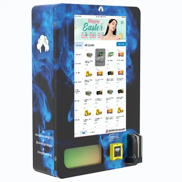 24-Hour wall-mount Vending Machine Customizable Small ID Card Reader Coin,QR Code,Token Payment