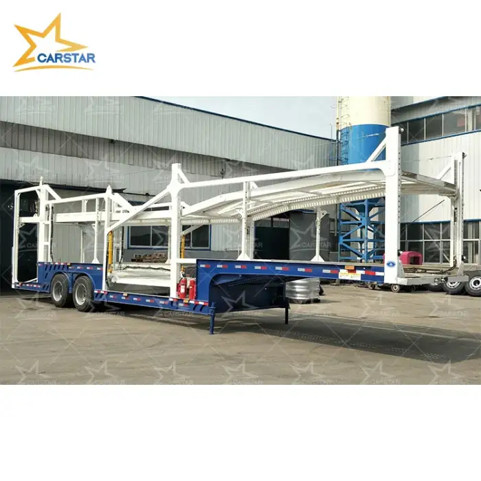 Vehicle Transportation Car Carrier Lowbed Semi Trailer 2 Car Trailer Transport Carrier