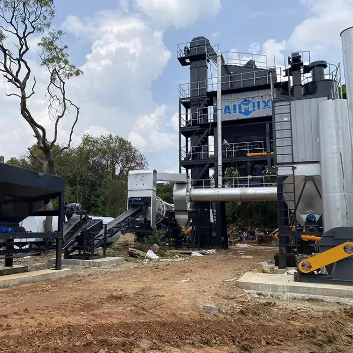 Aimix 80 Ton Per Hour Stationary Type Hot Mix Asphalt Batching Plant For Road Construction