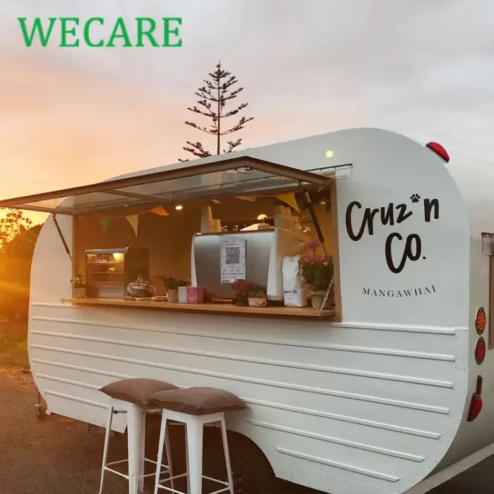 Wecare mobile cocktail bar trailer white coffee shop pizza dessert cart foodtruck mobile beer drink fast food truck