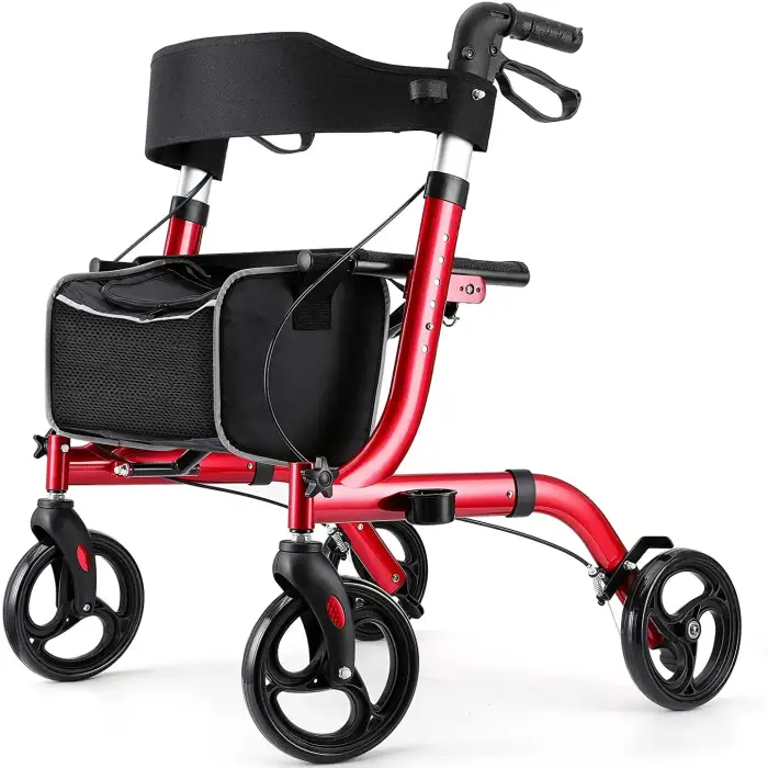 HCT-9123 Lightweight Medical Device Aluminum Patient Walking Aid Wheelchair Rollator Walker for Elderly with Seat