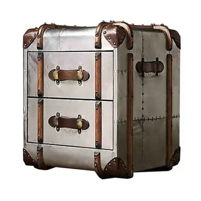 Wholesale Retro Vintage Wooden Decorative Metal Storage Luggage Trunk