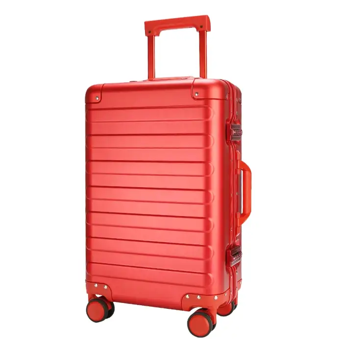 Red vintage trolley aluminium alloy frame suitcase 360 Degree Universal Wheels travel carry-on cabin trunk luggage sets