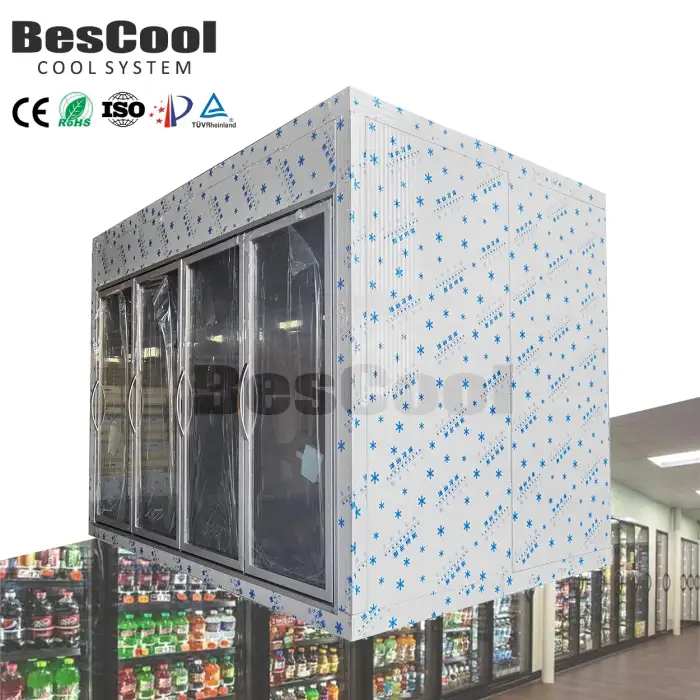 BesCool Walk-In Cooler Display Cold Room Retail Florist Store Storage 100mm Panel Compressor 220V 150mm